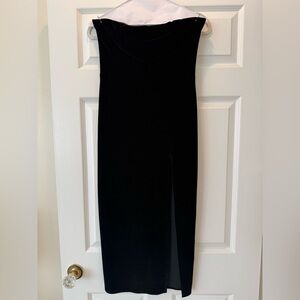 Reformation Black Strapless Velvet Dress